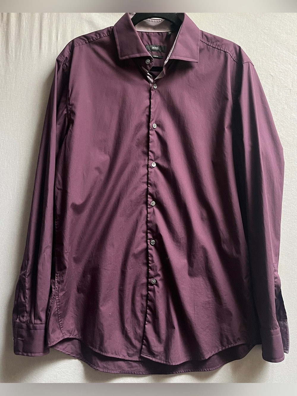 Hugo Boss Mens Purple Long Sleeve Dress Shirt Sz L 17